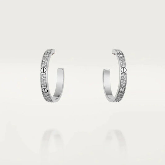 [Noble Aura jewelry]LOVE DIAMOND SILVER HOOP EARRINGS