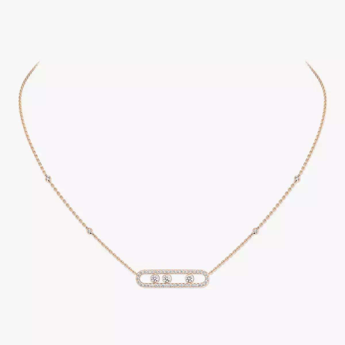 [Noble Aura jewelry] Move Pave_ Rose Gold Diamond Necklace