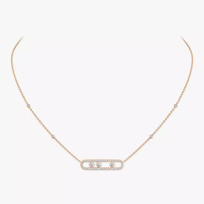 [Noble Aura jewelry] Move Pave_ Rose Gold Diamond Necklace