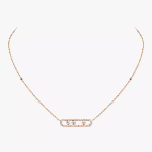 [Noble Aura jewelry] Move Pave_ Rose Gold Diamond Necklace