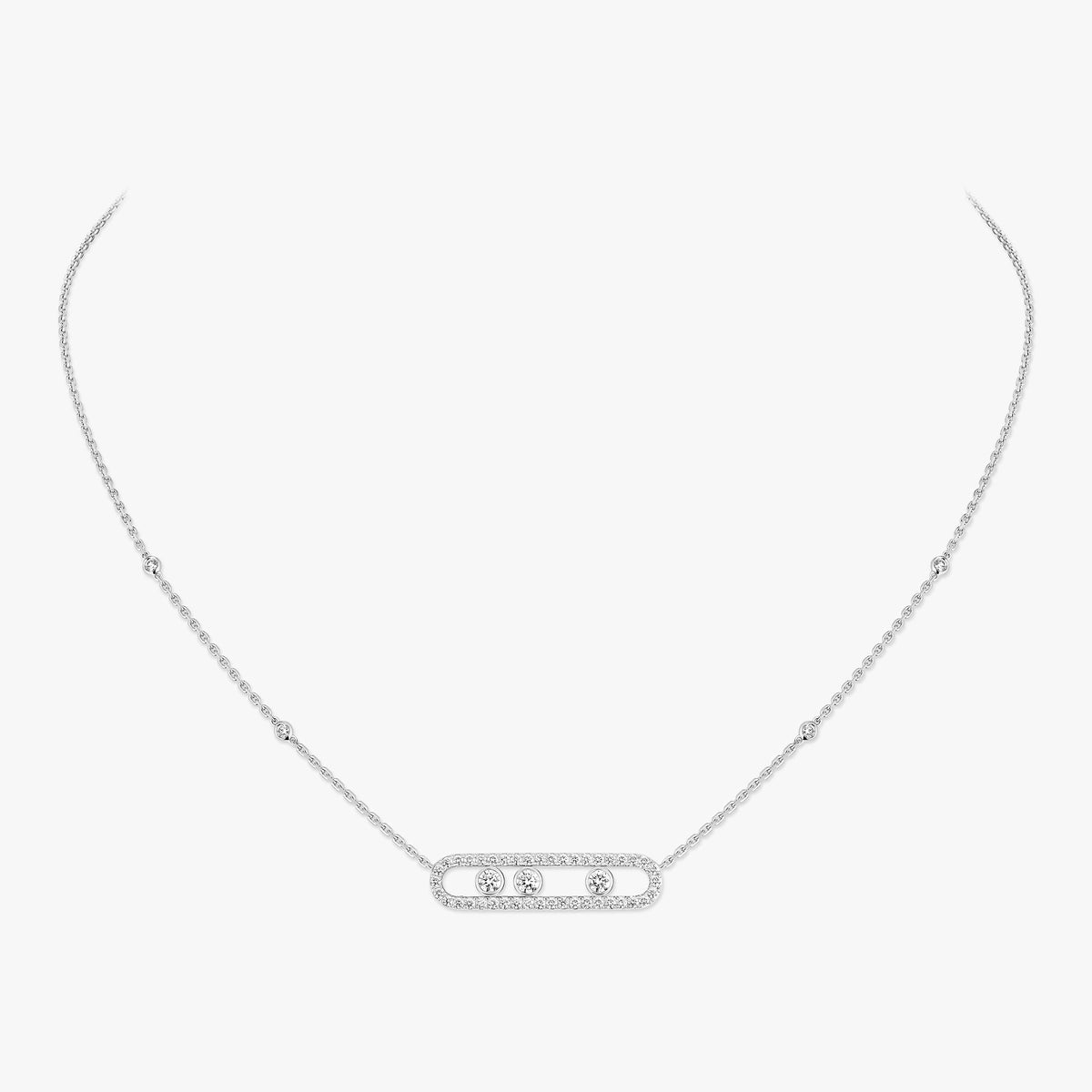 [Noble Aura jewelry] Move Pave_ Rose Gold Diamond Necklace