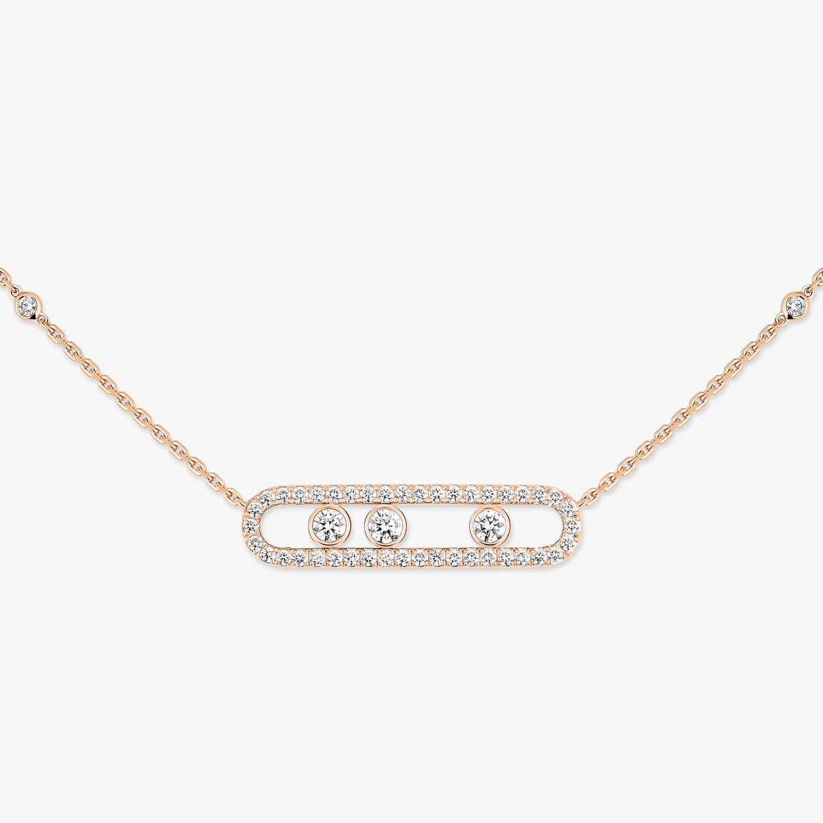 [Noble Aura jewelry] Move Pave_ Rose Gold Diamond Necklace