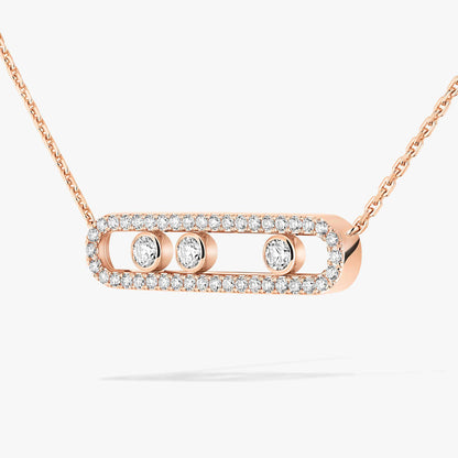 [Noble Aura jewelry] Move Pave_ Rose Gold Diamond Necklace