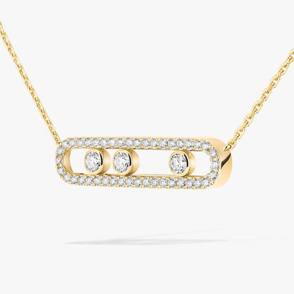 [Noble Aura jewelry] Move Pave_ Rose Gold Diamond Necklace