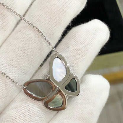 [Noble Aura jewelry]LARGE BUTTERFLY SILVER PENDANT DIAMOND NECKLACE