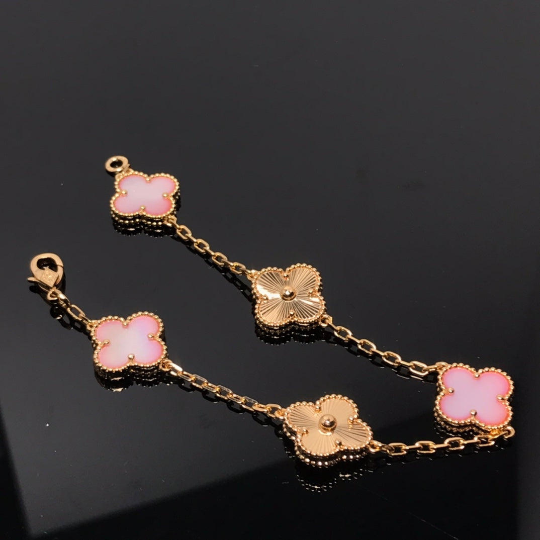[Noble Aura jewelry]CLOVER BRACELET 5 MOTIF PINK AND PINK GOLD