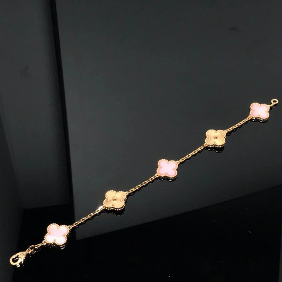 [Noble Aura jewelry] CLOVER 5 MOTIFS  PINK MOP BRACELET COLLECTION