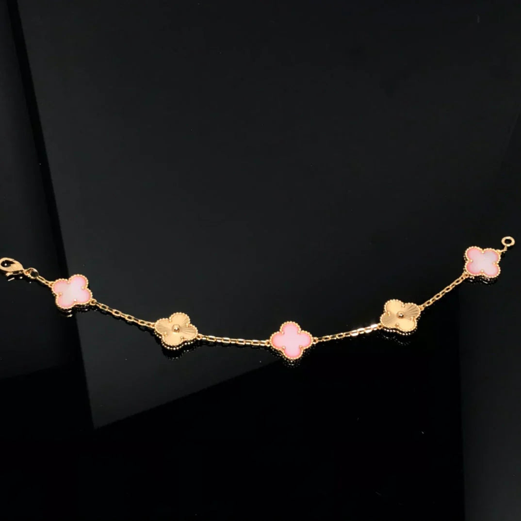 [Noble Aura jewelry] CLOVER 5 MOTIFS  PINK MOP BRACELET COLLECTION