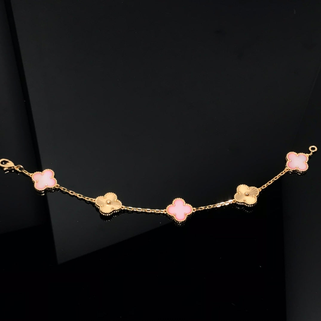 [Noble Aura jewelry]CLOVER BRACELET 5 MOTIF PINK AND PINK GOLD