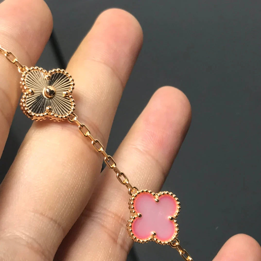 [Noble Aura jewelry] CLOVER 5 MOTIFS  PINK MOP BRACELET COLLECTION