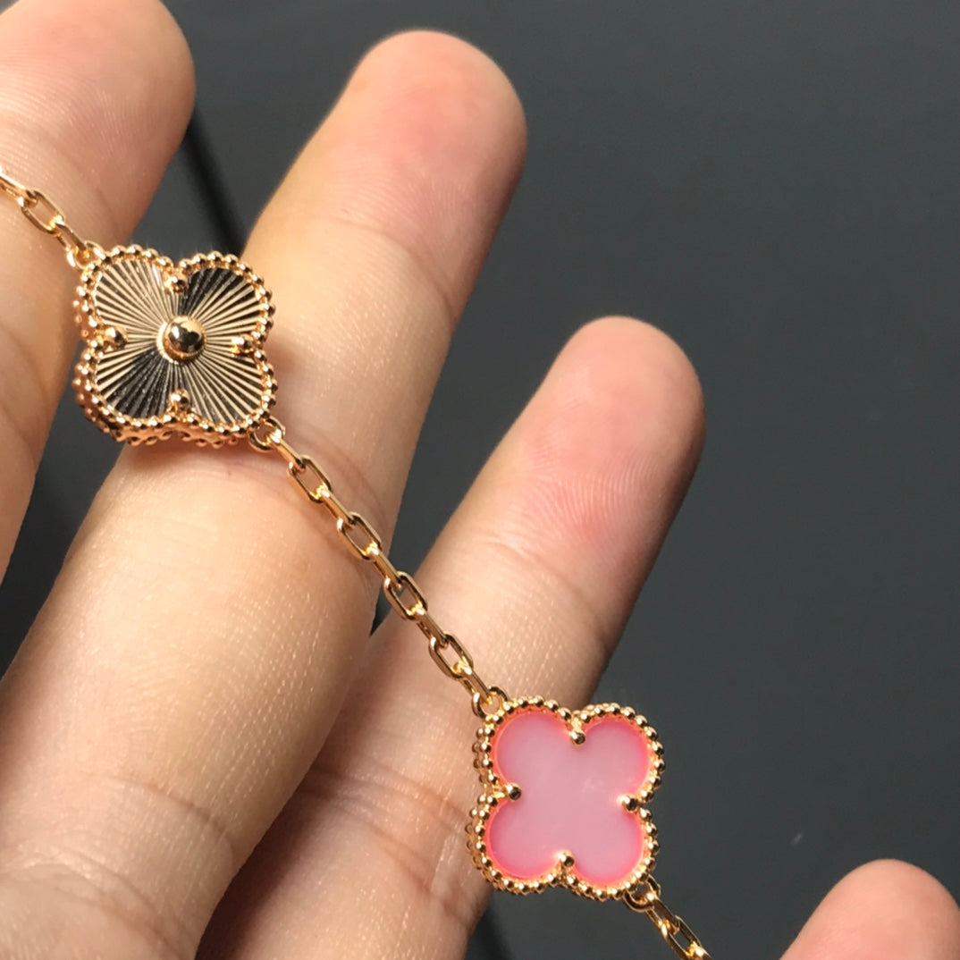 [Noble Aura jewelry]CLOVER BRACELET 5 MOTIF PINK AND PINK GOLD