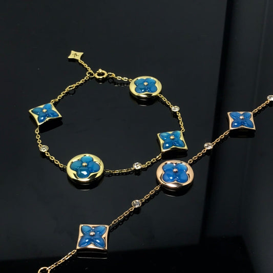 [Noble Aura jewelry]STAR AND SUN 4 MOTIF BLUE BRACELET