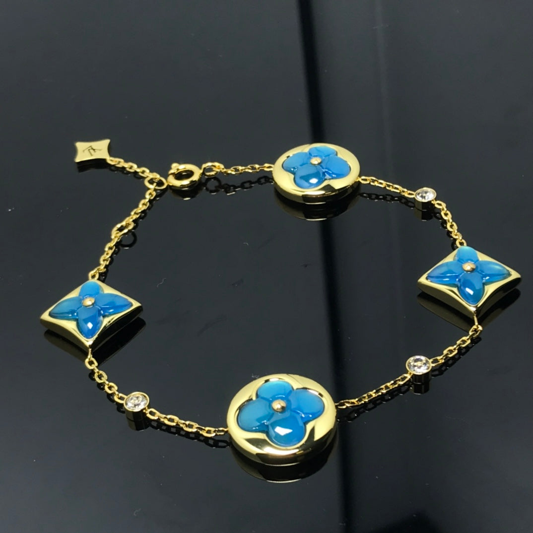 [Noble Aura jewelry]STAR AND SUN 4 MOTIF BLUE BRACELET