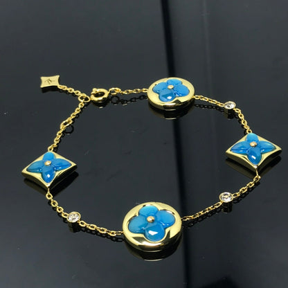 [Noble Aura jewelry]STAR AND SUN 4 MOTIF BLUE BRACELET
