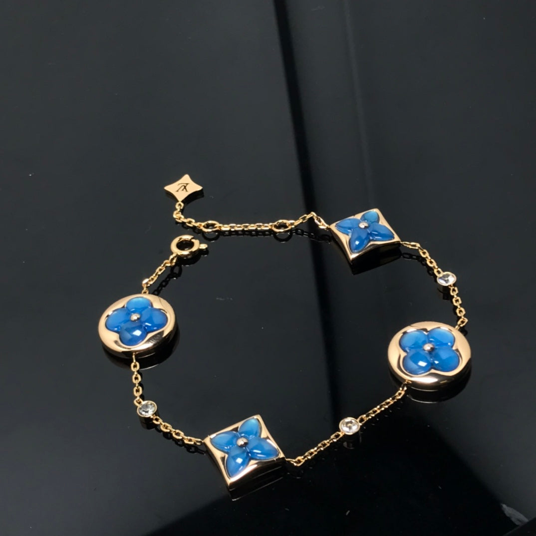 [Noble Aura jewelry]STAR AND SUN 4 MOTIF BLUE BRACELET