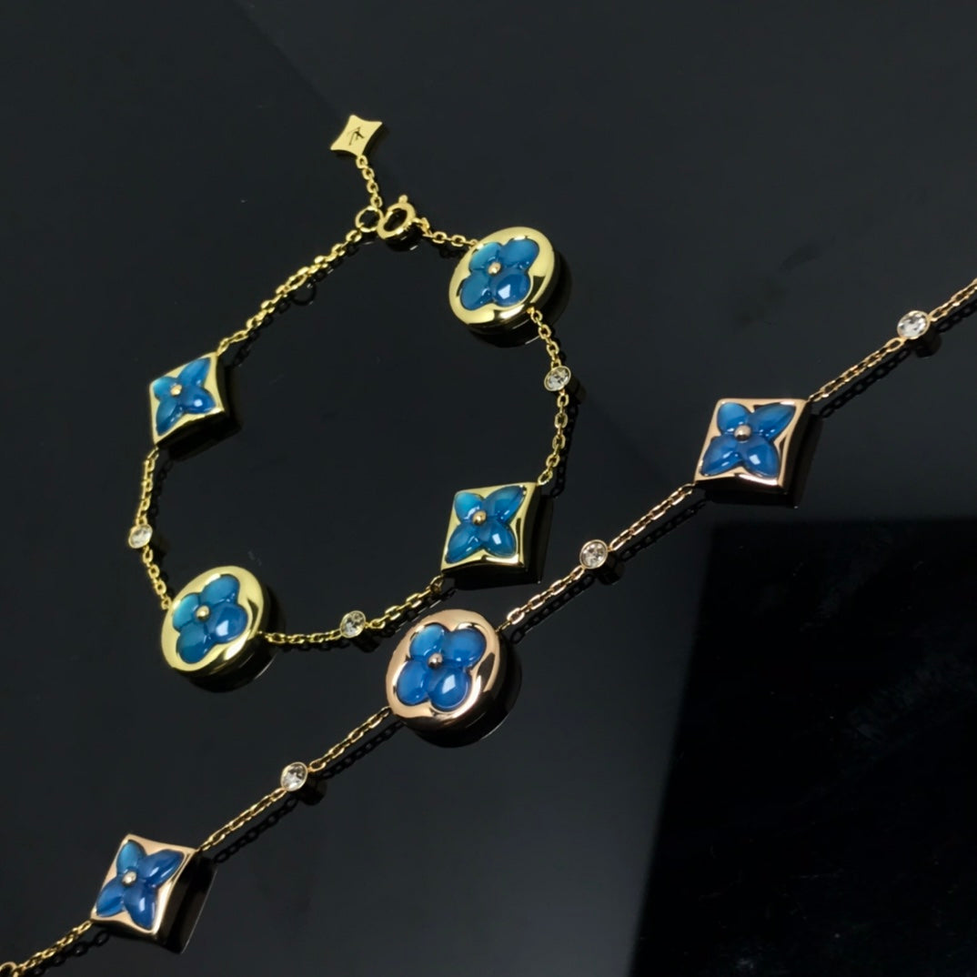 [Noble Aura jewelry]STAR AND SUN 4 MOTIF BLUE BRACELET