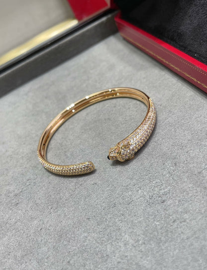 [Noble Aura jewelry]PANTHERE FULL DIAMOND OPEN BRACELET