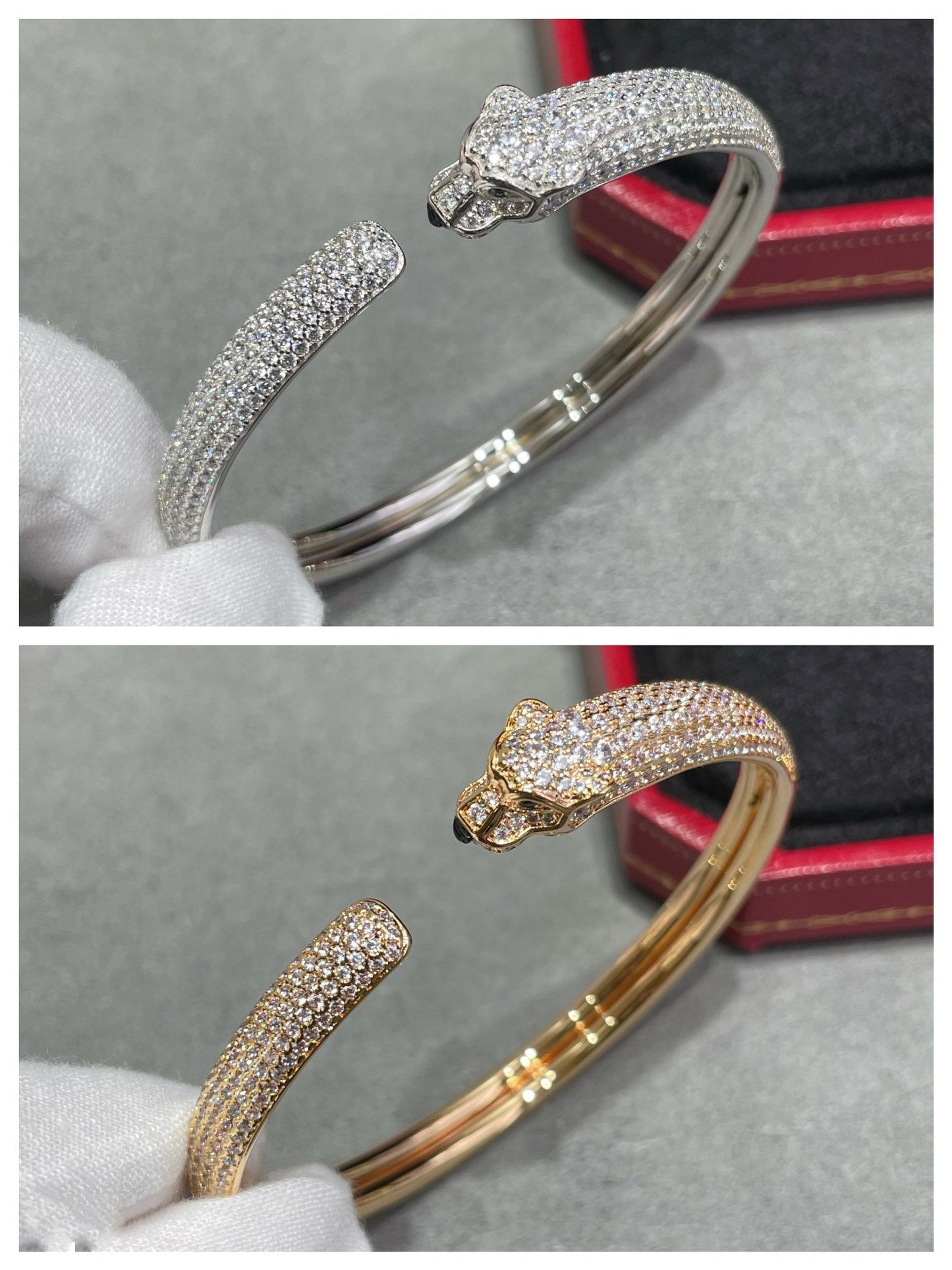 [Noble Aura jewelry]PANTHERE FULL DIAMOND OPEN BRACELET