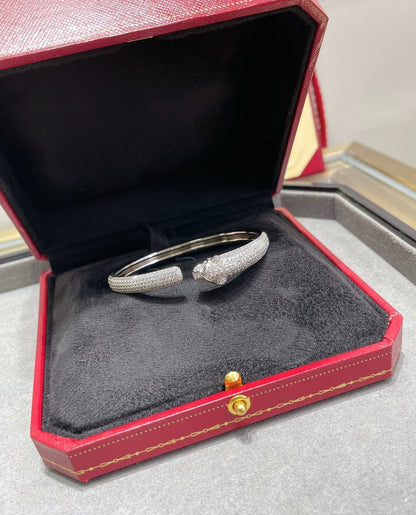 [Noble Aura jewelry]PANTHERE FULL DIAMOND OPEN BRACELET