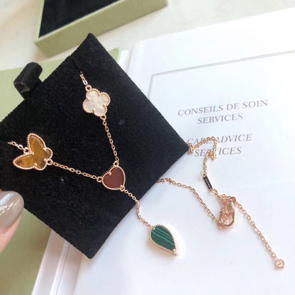 [Noble Aura jewelry]LUCKY SPRING 4 MOTIFS ROSE GOLD NECKLACE