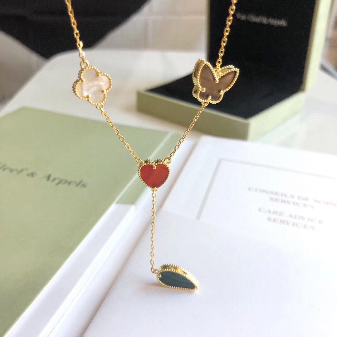 [Noble Aura jewelry]LUCKY SPRING 4 MOTIFS ROSE GOLD NECKLACE