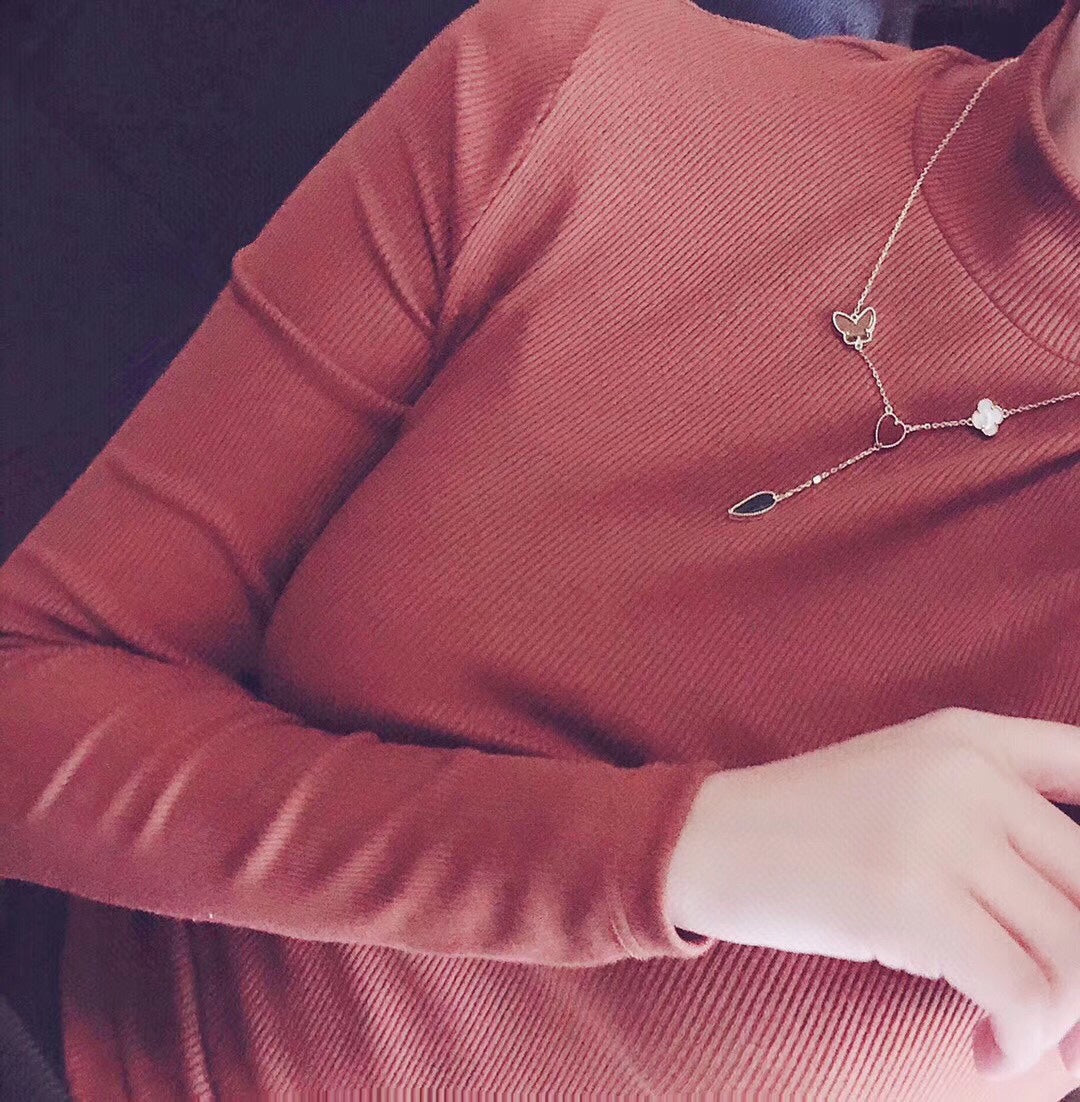 [Noble Aura jewelry]LUCKY SPRING 4 MOTIFS ROSE GOLD NECKLACE