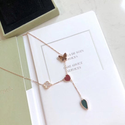 [Noble Aura jewelry]LUCKY SPRING 4 MOTIFS ROSE GOLD NECKLACE