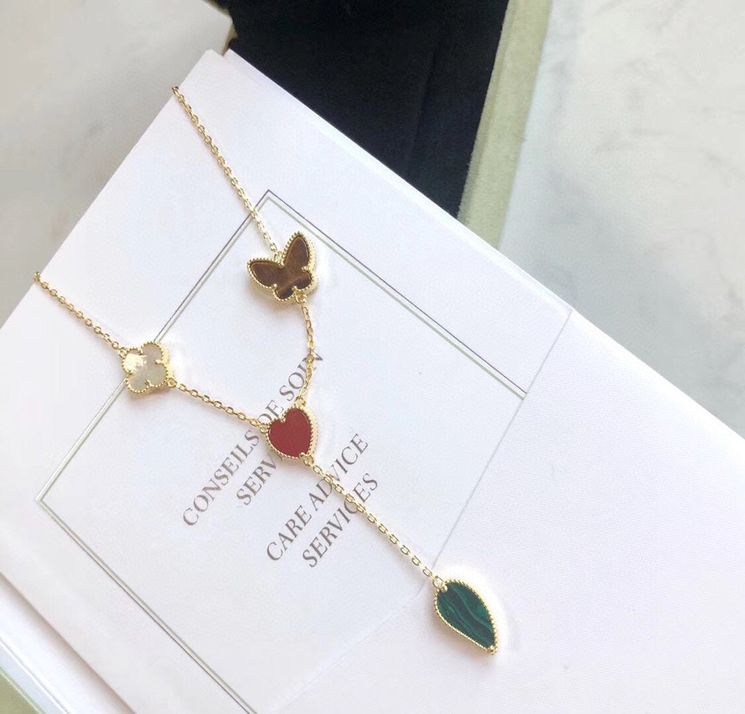 [Noble Aura jewelry]LUCKY SPRING 4 MOTIFS ROSE GOLD NECKLACE