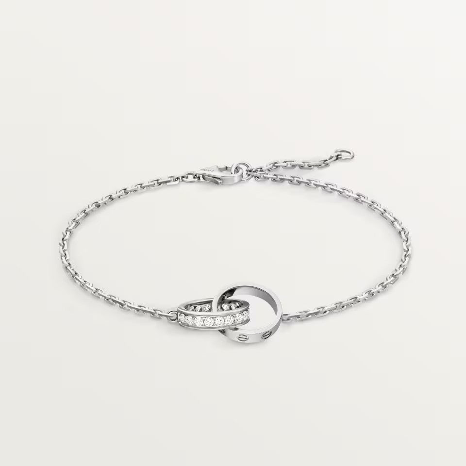 [Noble Aura jewelry]LOVE DOUBLE RING HALF DIAMOND BRACELET