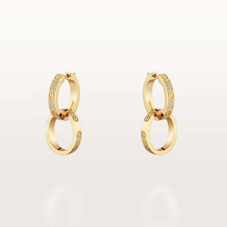 [Noble Aura jewelry]LOVE 3.3MM DANGLE HALF DIAMOND EARRINGS