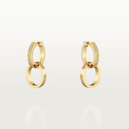 [Noble Aura jewelry]LOVE 3.3MM DANGLE HALF DIAMOND EARRINGS