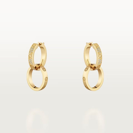 [Noble Aura jewelry]LOVE 3.3MM DANGLE HALF DIAMOND EARRINGS