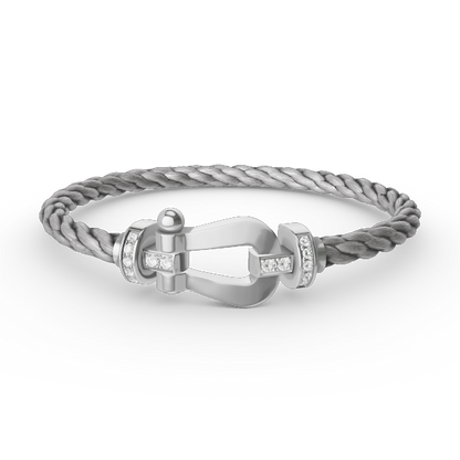 [Noble Aura jewelry]FORCE LARGE HORSESHOE HALF DIAMOND BRACELET SILVER