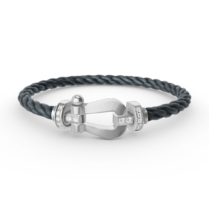 [Noble Aura jewelry]FORCE LARGE HORSESHOE HALF DIAMOND BRACELET SILVER