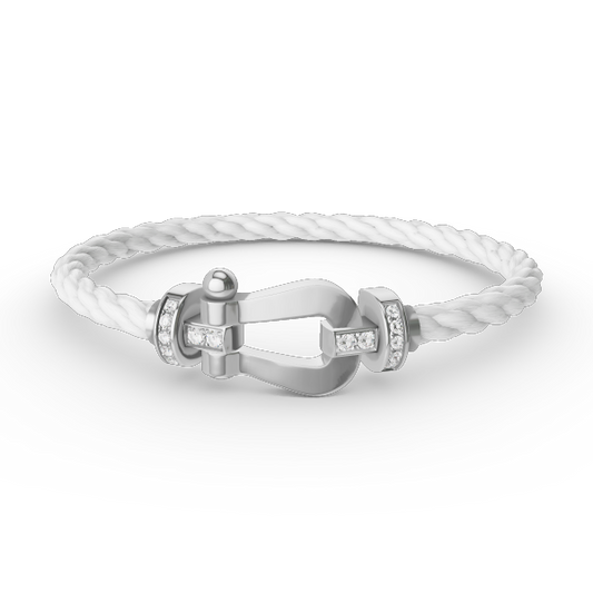 [Noble Aura jewelry]FORCE LARGE HORSESHOE HALF DIAMOND BRACELET SILVER
