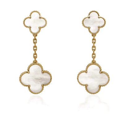 [Noble Aura jewelry]CLOVER 2 MOTIF WHITE MOP EARRINGS