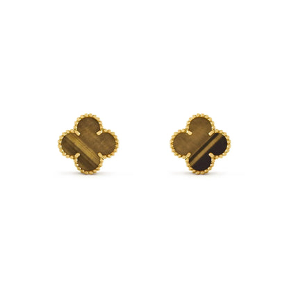 [Noble Aura jewelry]CLOVER MEDIUM 1 MOTIFS TIGER EYE EARRINGS