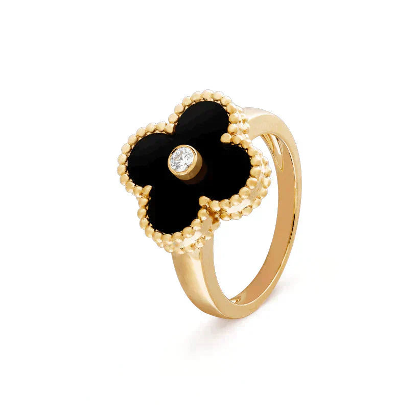 [Noble Aura jewelry]CLOVER ONYX RING GOLD DIAMOND