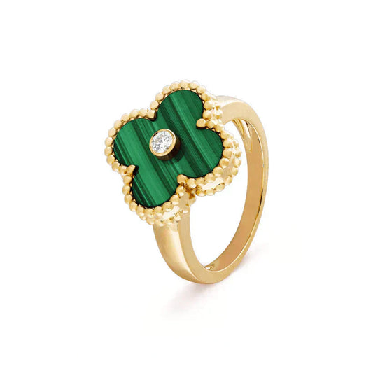 [Noble Aura jewelry]CLOVER MALACHITE RING GOLD DIAMOND
