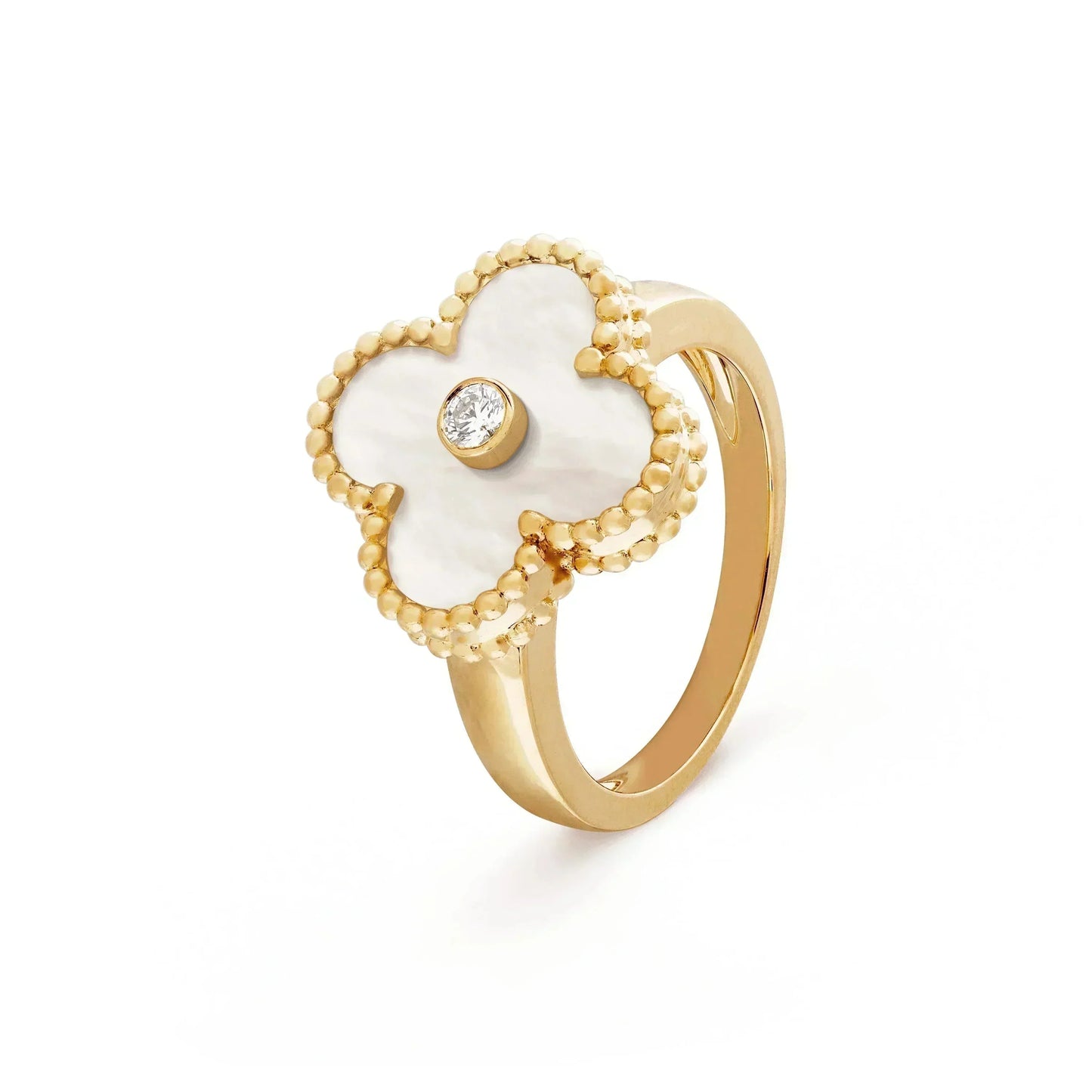 [Noble Aura jewelry]CLOVER PINK MOP RING GOLD DIAMOND