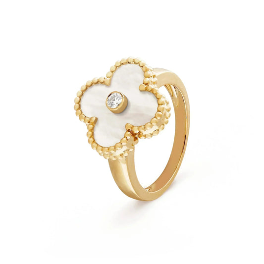 [Noble Aura jewelry]CLOVER PINK MOP RING GOLD DIAMOND